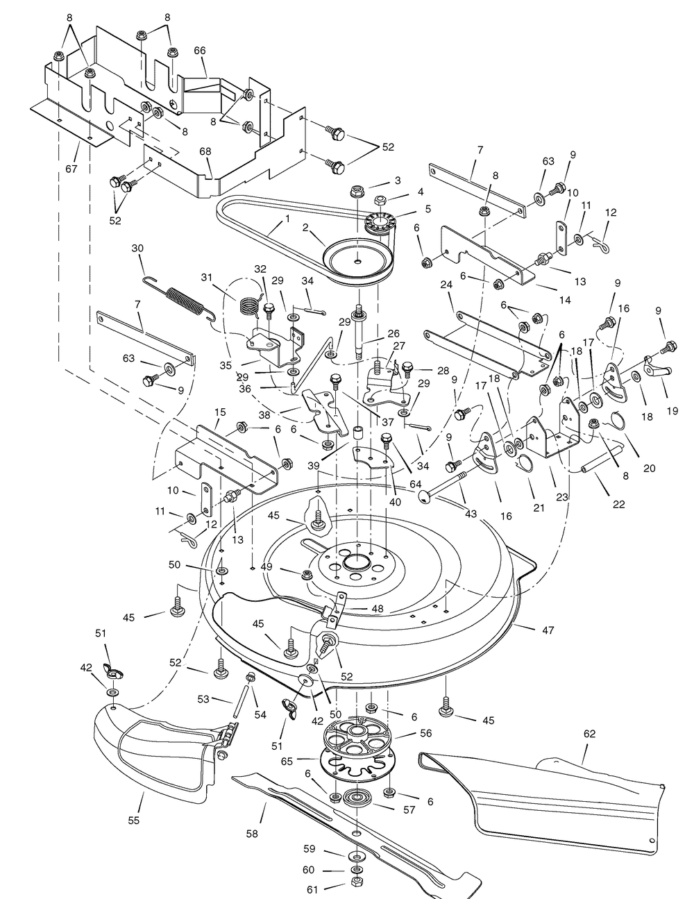 Mower Housing Diagram and Parts List for 7800503-309007X151A 2009 Briggs and Stratton Lawn Tractor